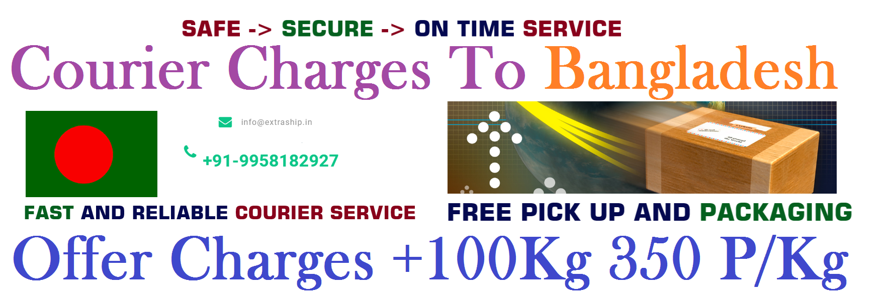 Courier & Parcel Charges From India to Dhaka