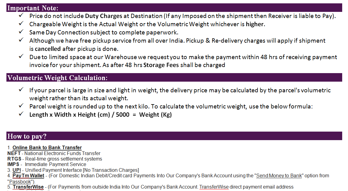 Courier Charges Mumbai To Norway